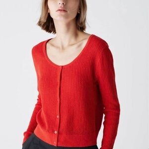 Uniqlo C Lace Round Neck Short Cardigan Red - size S